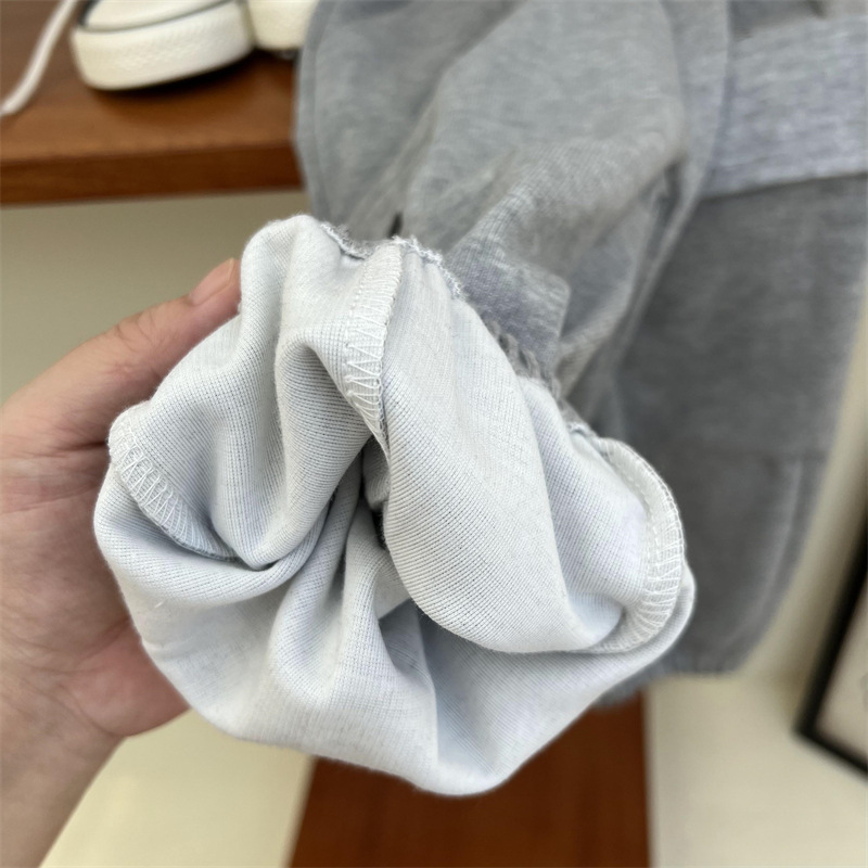 Pantaloni da lavoro e da sport per bambini autunnali 2024 per ragazzi e ragazze, tinta unita, con grandi tasche e lettere_voghion.com