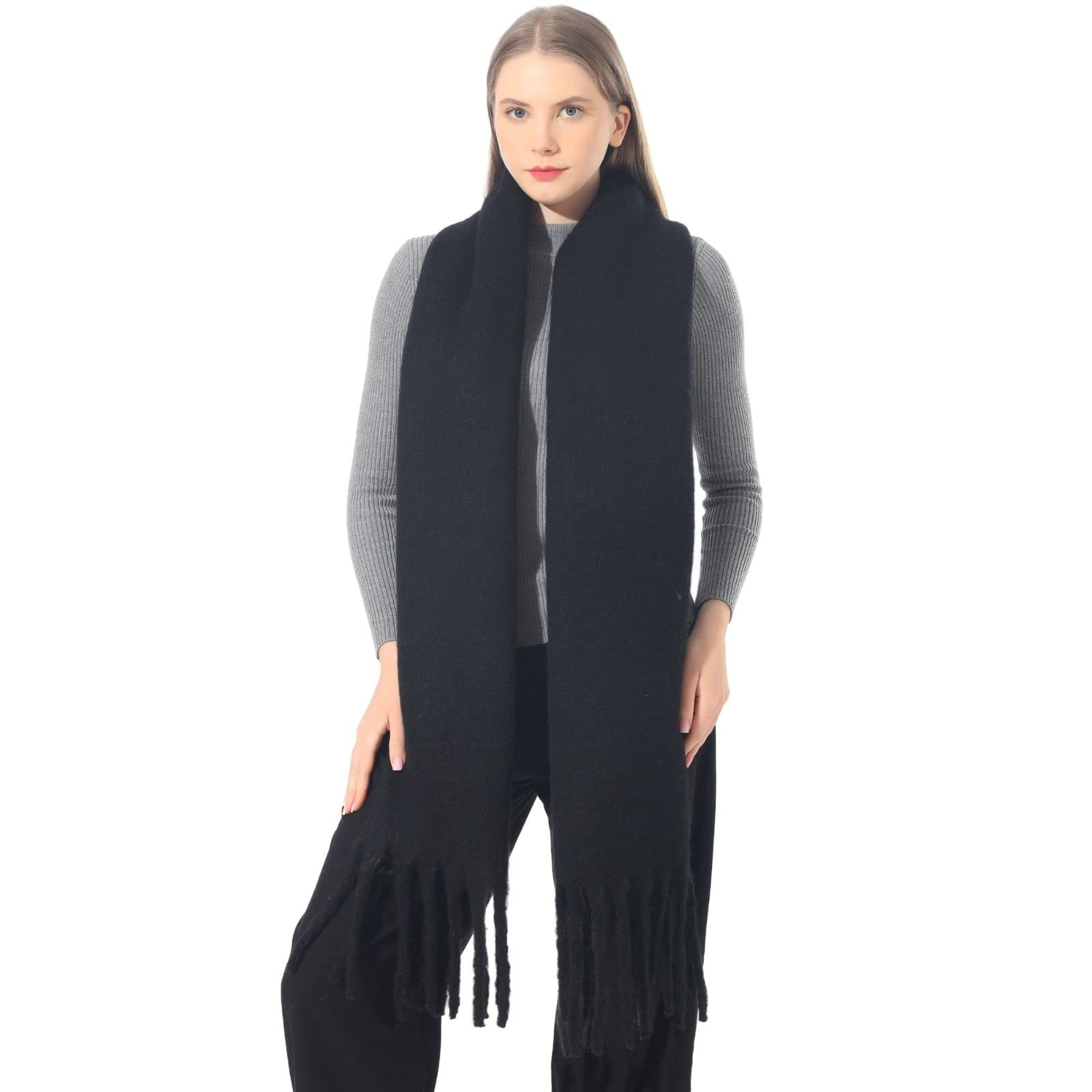 Invierno transfronterizo engrosado en color macarón cálido para mujeres super grandes bufandas de trenza de color sólido bufandas de cuello