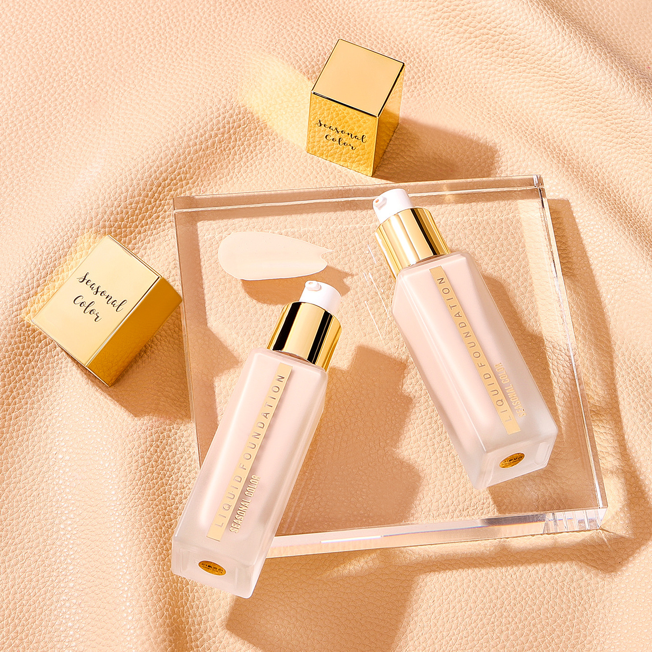 然色彩鎏金煥彩持妝粉底液 不沾不卡粉防水防汗定妝粉底批發