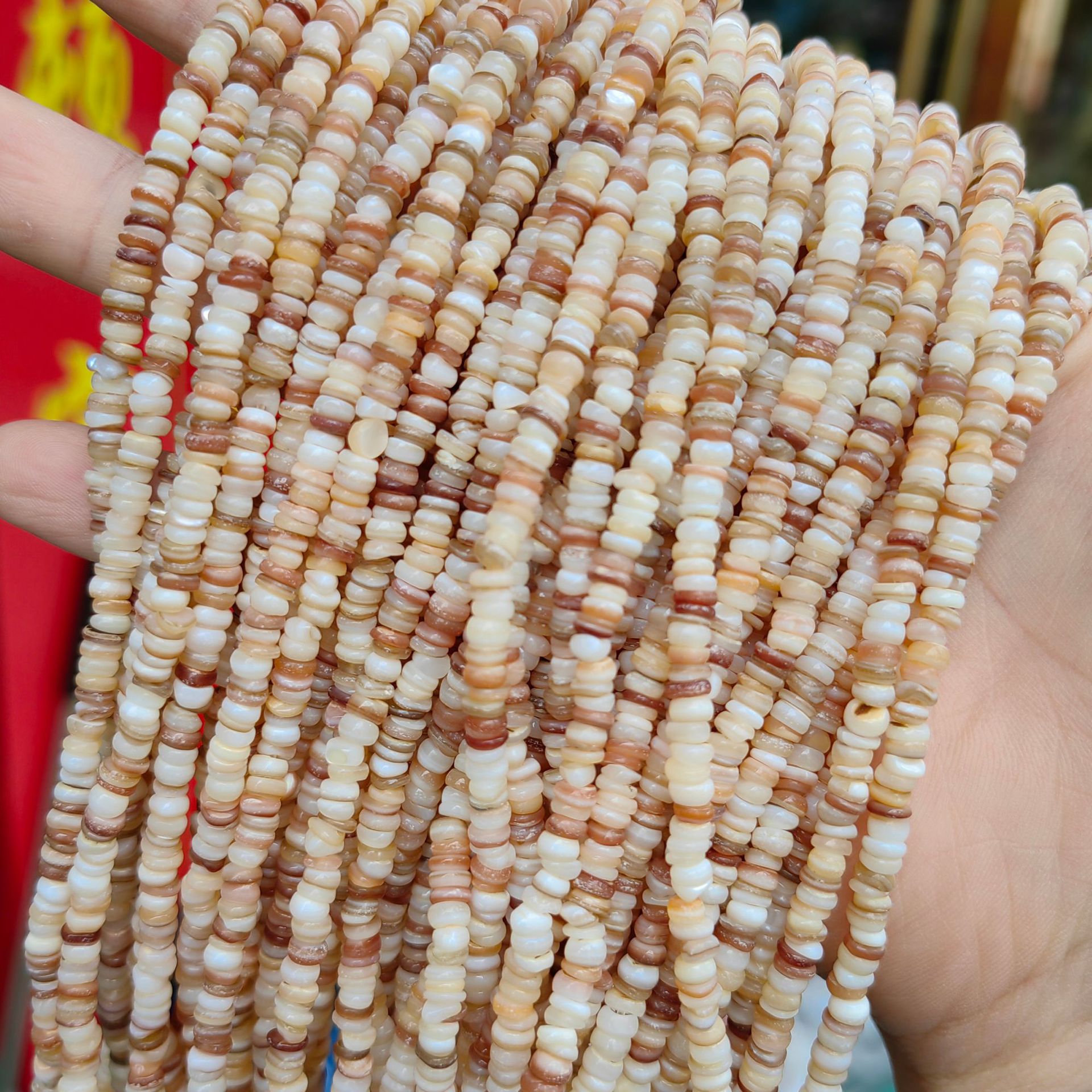 Ventas transfronterizas de conchas naturales 3mm4mm5mm mesoporo disco perlas espaciadoras semiacabadas accesorios de joyería diy