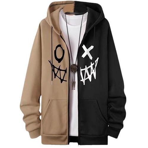 Hip-hop personality 3D printed small devil streetwear American retro hooded open sweater autumn men's zip-up jacket hoodie