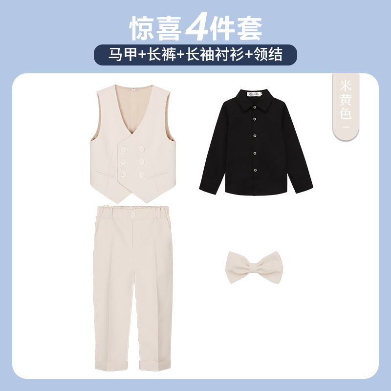 Vestido DE LOS NIÑOS guapo chico británico Caballero estilo traje de los niños pequeño traje de piano host traje de rendimiento