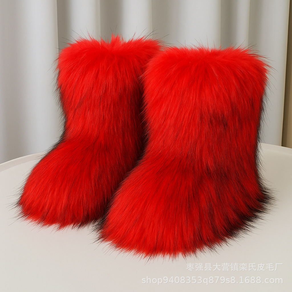 Botas de Nieve de Piel Sintética y Felpa Térmicas para Invierno