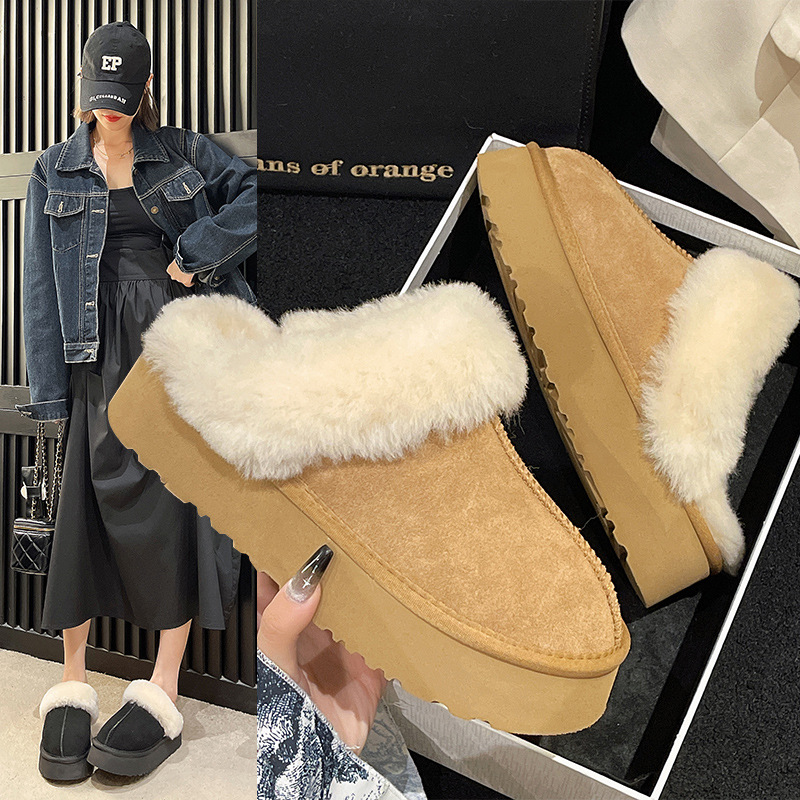 Dame plys lukket-tå Justerbar vinter udendørs bløde åndbare indendørs sko Hussko_voghion.com