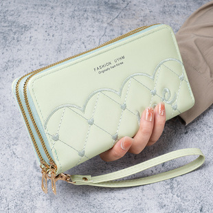 Embroidery thread wallet women's fashion new mobile phone bag women's long wallet zipper bag clutch Women's Wallet Clutch