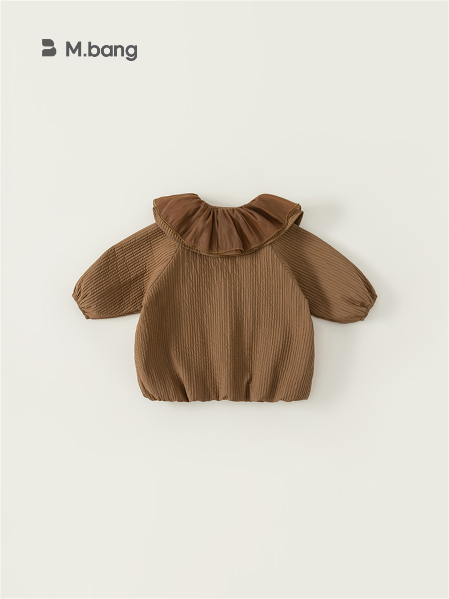 Babycity bebé niña primavera Top hoja de loto collar de la muñeca de encaje Niña de manga larga Chaqueta de punto CY23025