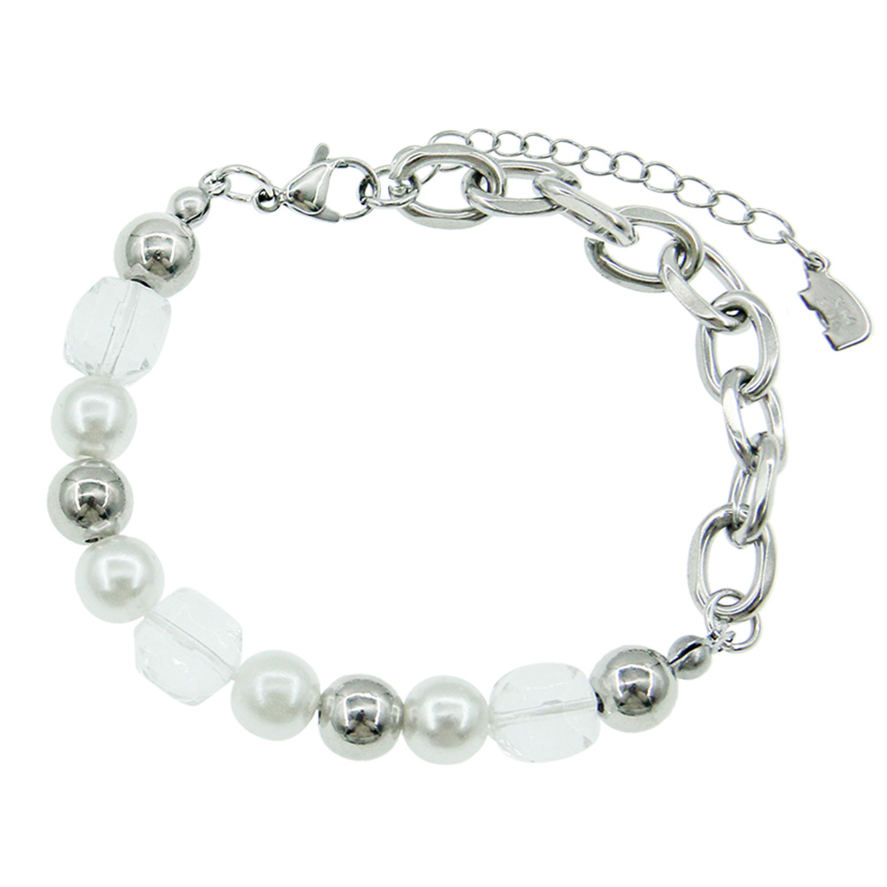 Simple Style Round Titanium Steel Beaded Polishing Bracelets Necklace 1 Piece