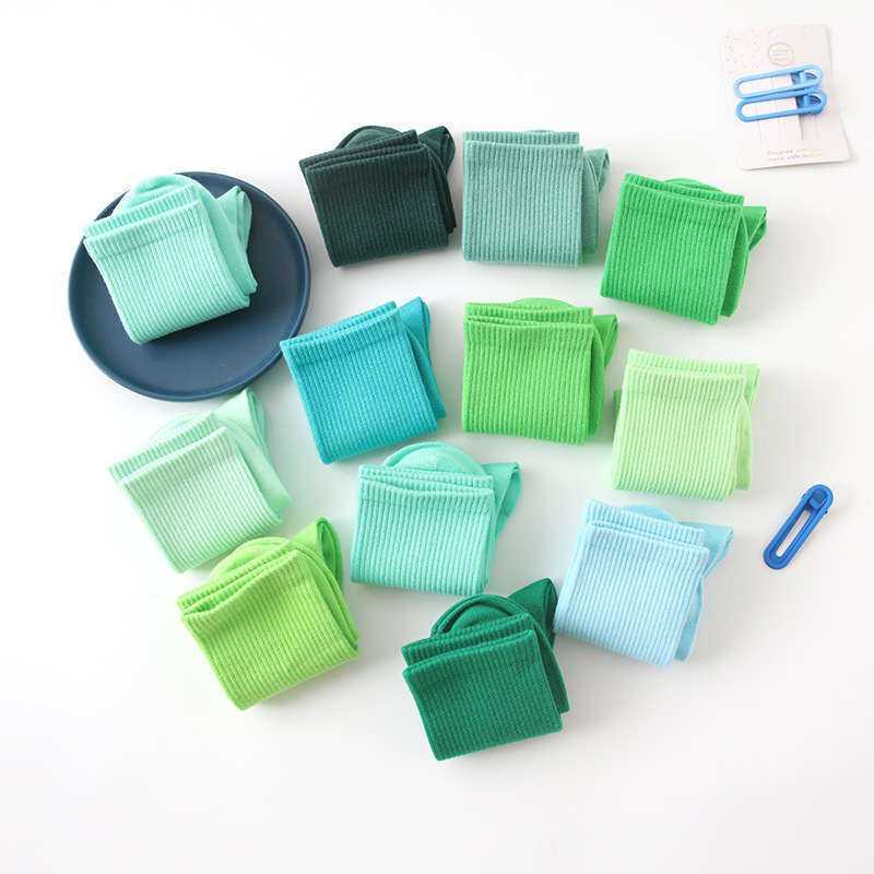 Women's Spring and Autumn Solid Color Socks, Candy-Colored Mid-Calf Socks, Ins-Style Colorful Slouch Socks, Cotton Street Sports Socks Wholesale