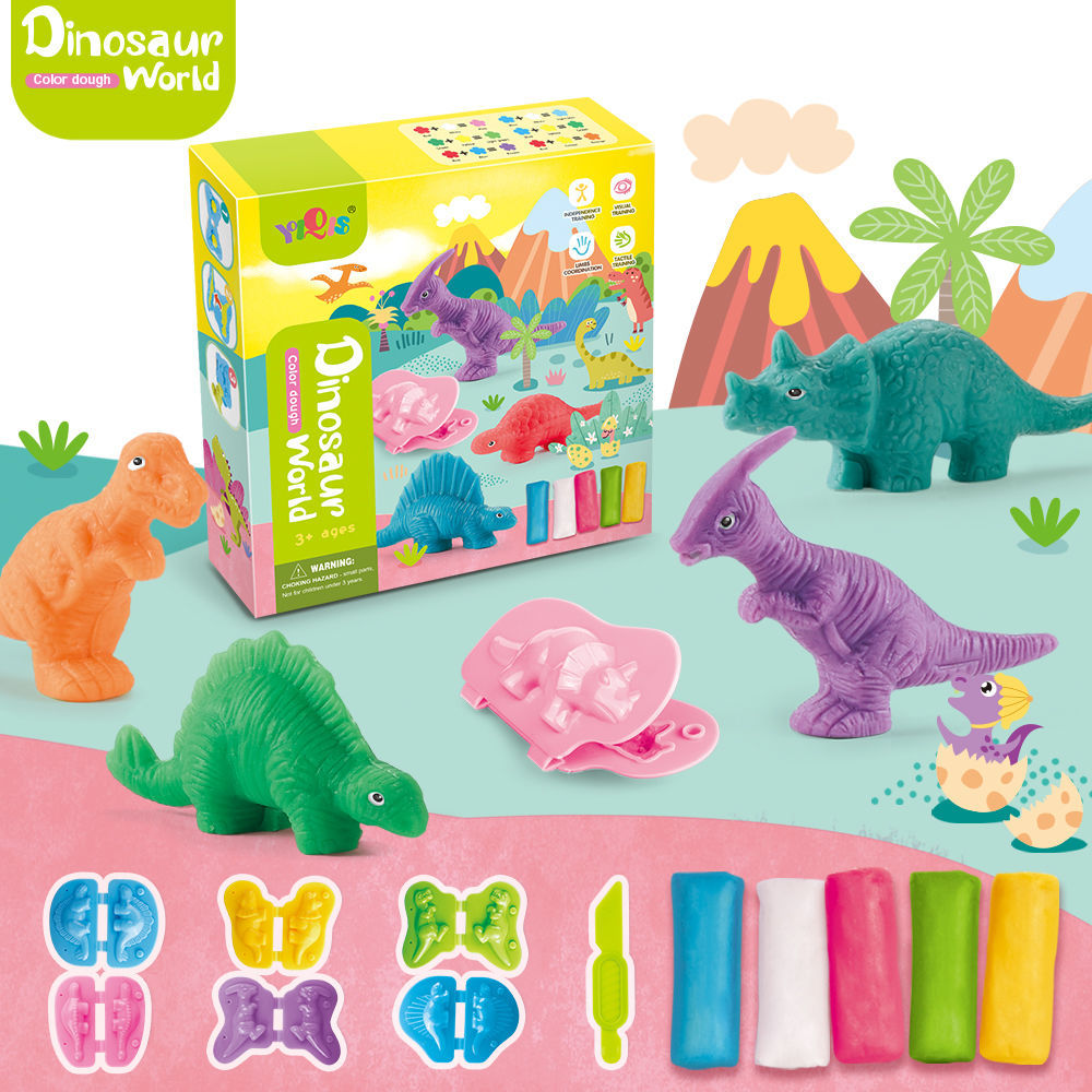 Transfronterizo Venta caliente dinosaurio de color arcilla traje de juguete fruta animal marino plastilina herramienta molde entrega de una sola pieza