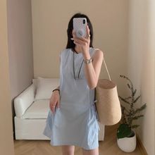 韩系无袖衬衫连衣裙女夏季2025新款设计感小众百搭减龄A字裙短裙