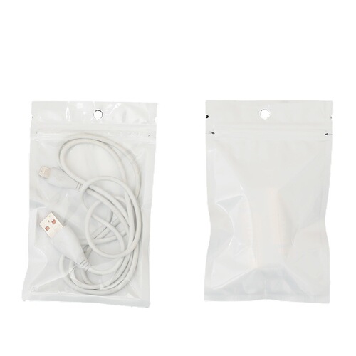 Pearlescent transparent plastic yin and yang bone ziplock bag wholesale frosted data cable mobile phone jewelry seal bag
