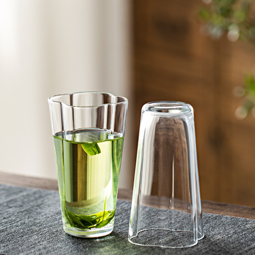 Four-leaf Clover Green Tea Cup Large Capacity Water Cup Flower Tea Glass Cup High-end Aesthetic Home Use High Borosilicate Glass Water Cup