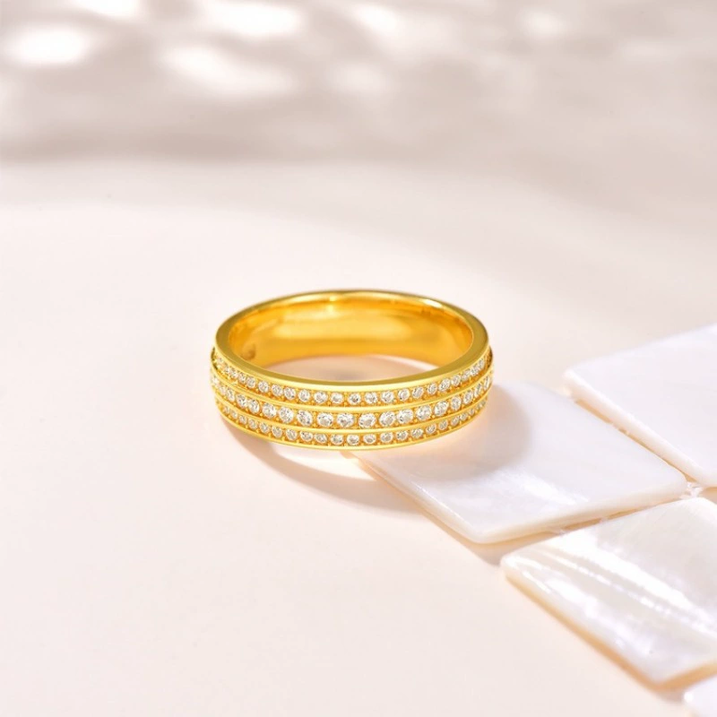 Трехрядное кольцо из 18-каратного золота с бриллиантами AU750, цветное золотое кольцо с закрытым цирконом, перламутровое золото, модное легкое роскошное женское кольцо