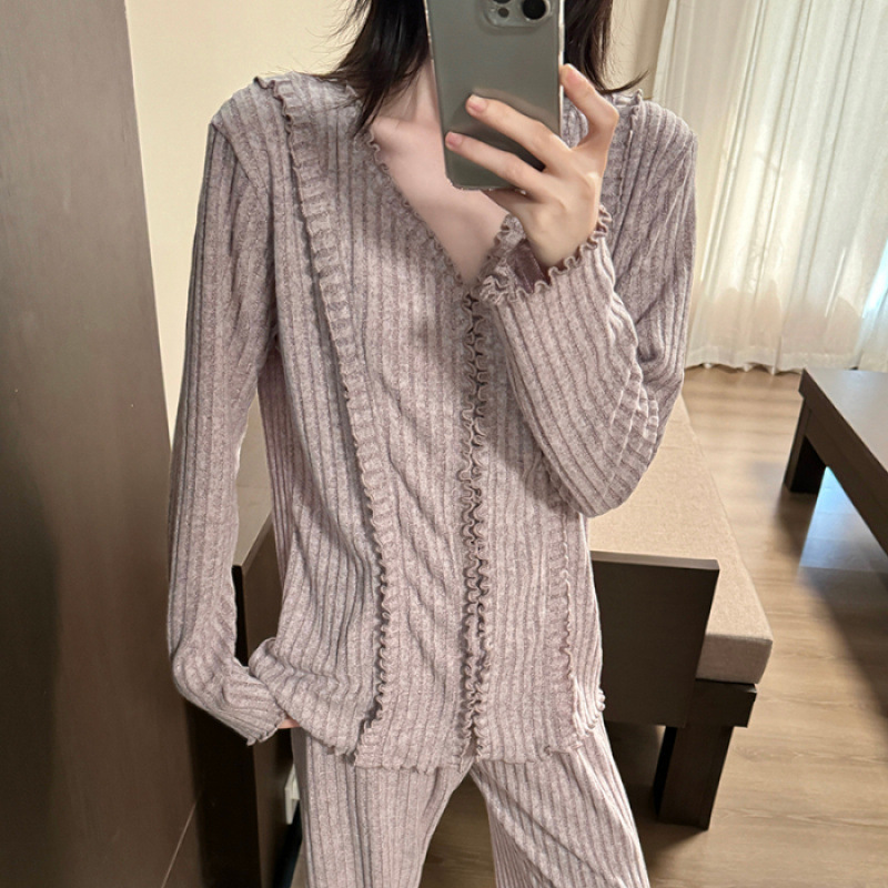 春秋睡衣女款新款秋季长袖长裤女士居家服可外穿高级感家居服套装|undefined