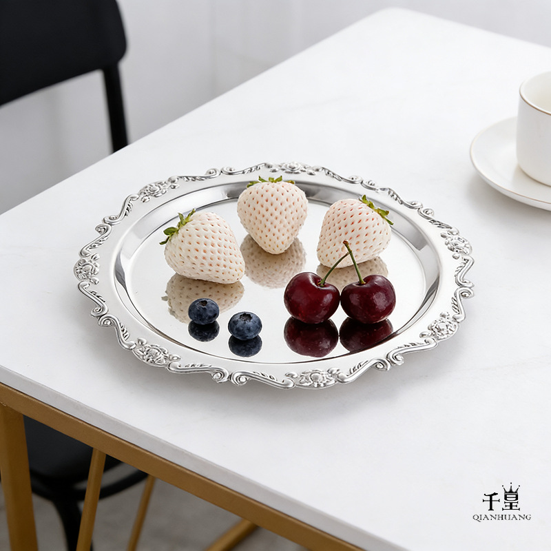 Stainless steel French afternoon tea retro dessert cake tray metal…