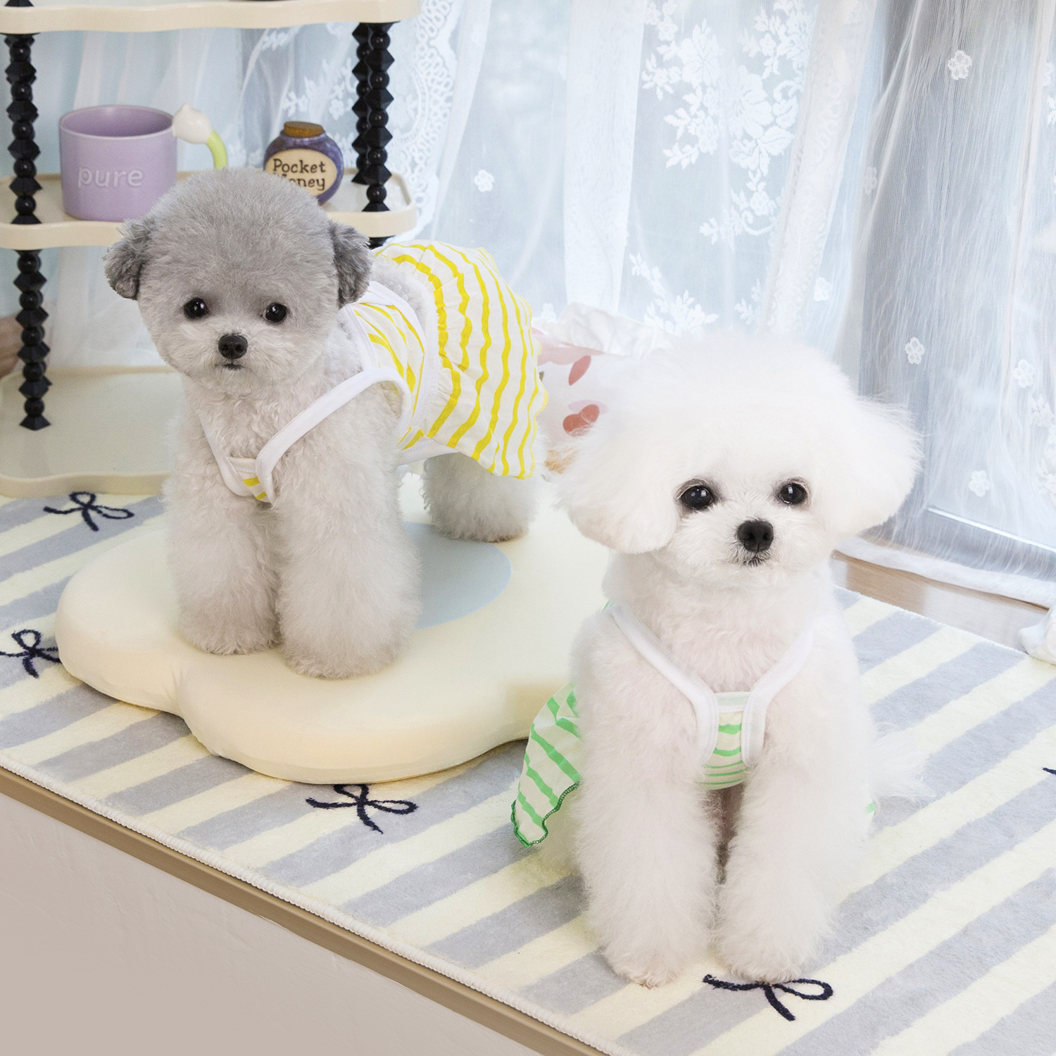 Adorable maillot de bain bikini rayé pour animaux de compagnie, vêtements d'été pour chiens et chats de petite et moyenne taille_voghion.com