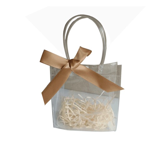 PVC Hand-held Bags with Buttons as Gift Ribbons, Transparent Gift Packaging Bags for Wholesale