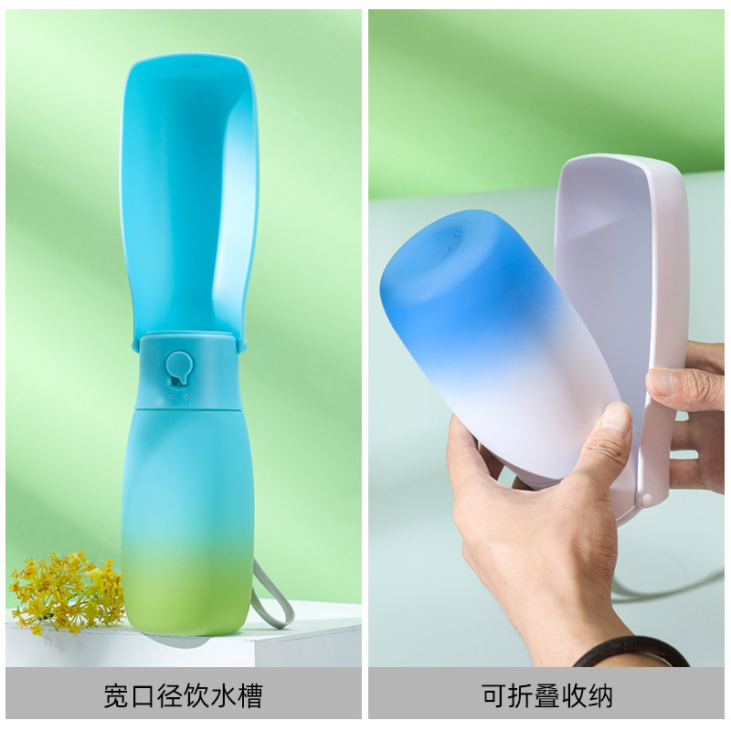 [Gradiente de color de la serie] taza de agua para mascotas hervidor portátil al aire libre mascota plegable filtro resistente a altas temperaturas PET taza de agua