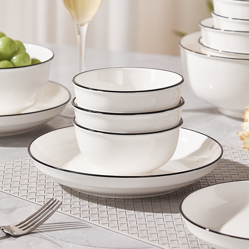 Ceramic Tableware Set 2026 New Style Simple Bowls, Chopsticks, Plates Hotel Home Use Bowl and Plate Set DIY Combination Bowls and Plates