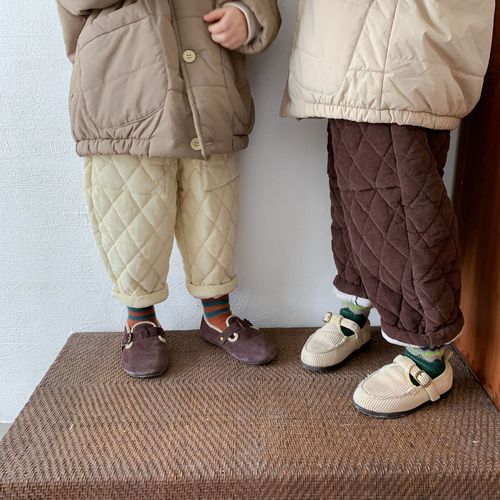 Korean children's clothing children's new winter quilted trousers for boys and girls baby quilted rhombus thickened corduroy trousers