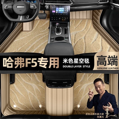 suitable for Haval F5 foot pads Ayaqaltılar (Kovriklər) - beige-leather-beige-starry-sky-blanket-double-layer