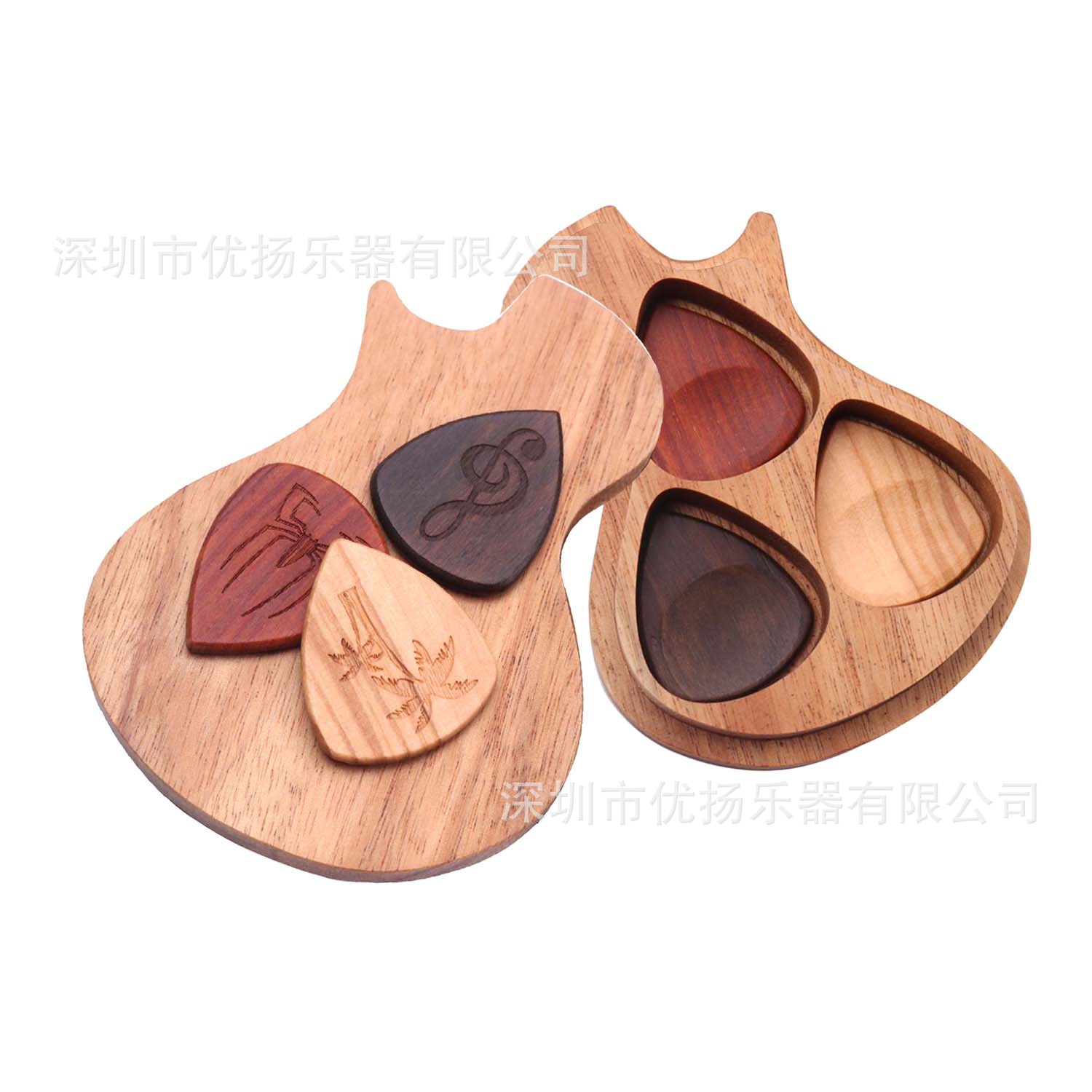 Guitarra Pick Box caja de selección de madera maciza recoger caja de regalo creativo caja de regalo de vacaciones guitarra Pick venta al por mayor