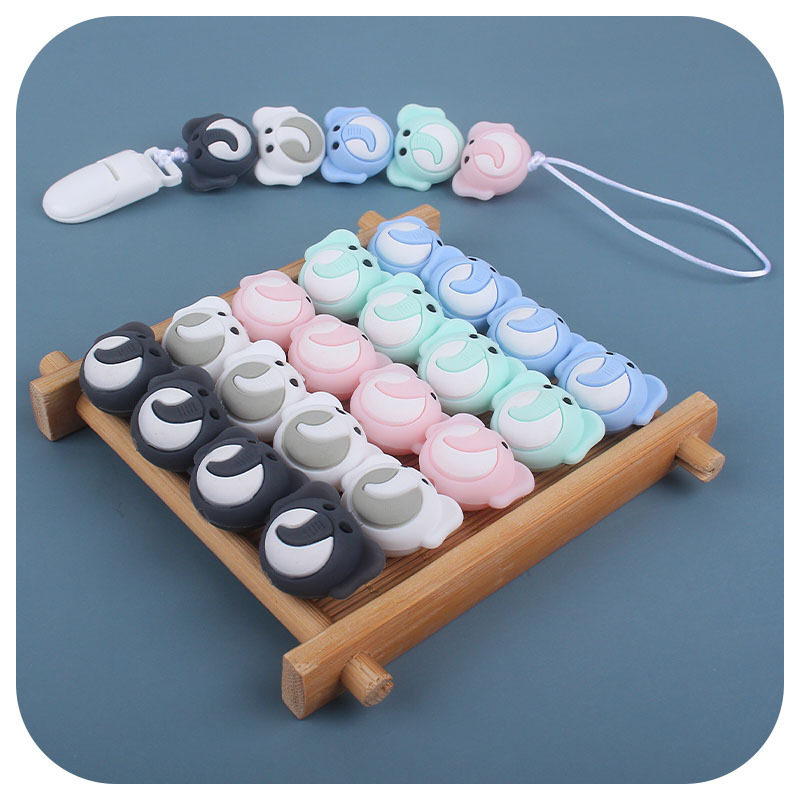 Creativo DIY bebé suministros dibujos animados de silicona elefante juguete mordedor bebé molar mordedor chupete cadena pequeños accesorios