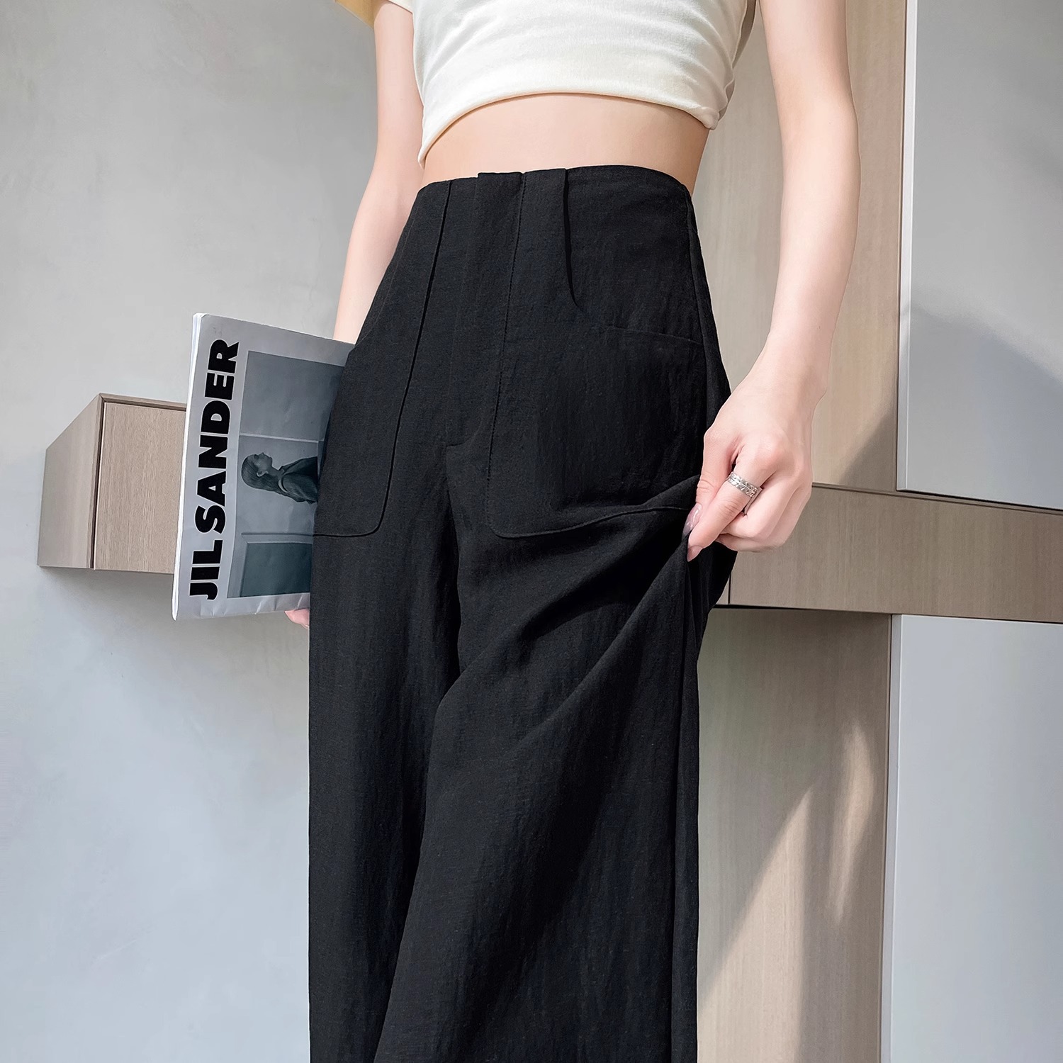 Pantalones de piernas largas de algodón de cintura alta sueltos para mujeres 2025 nuevo verano delgado pequeño lino casual pantalones rectos