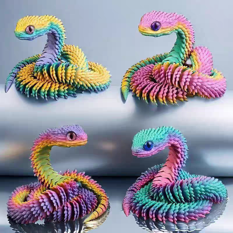 3D プリントバイパー模擬おもちゃモデルデスクトップ装飾品可動関節おもちゃヘビ子供のおもちゃギフト|undefined