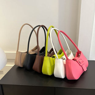 Elegant summer fashionable trend solid color underarm bag, shoulder bag, french style, 2023, western style