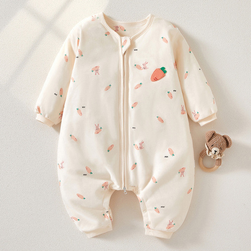 Baby sleeping bag spring and autumn baby thickened newborn sleeping bag long climbing autumn and winter cartoon anti-jump sleeping bag