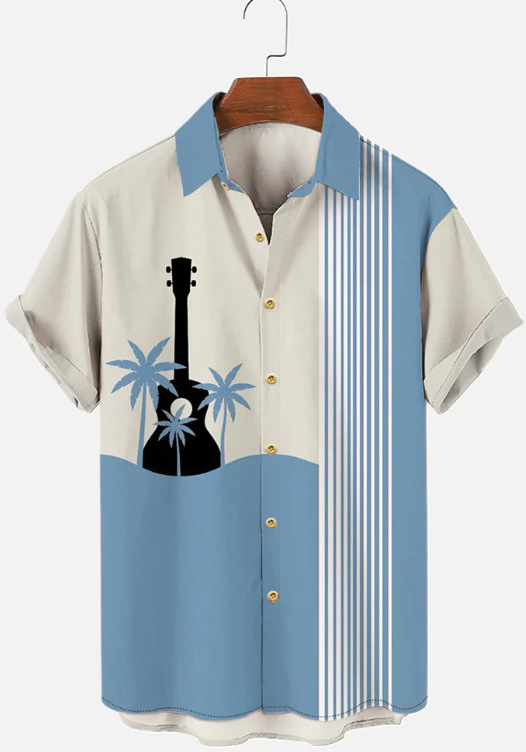 Trend de moda para hombres transfronterizos Camisa de manga corta hawaiana Camisa estampada digital 3D Transfronteriza Amazon