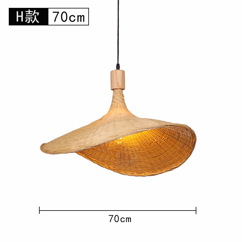 Lámpara de araña tejida de bambú Restaurante chino Lámpara de salón de té de linterna de bambú Restaurante japonés Sombrero de paja Lámpara de araña tejida de ratán B & B