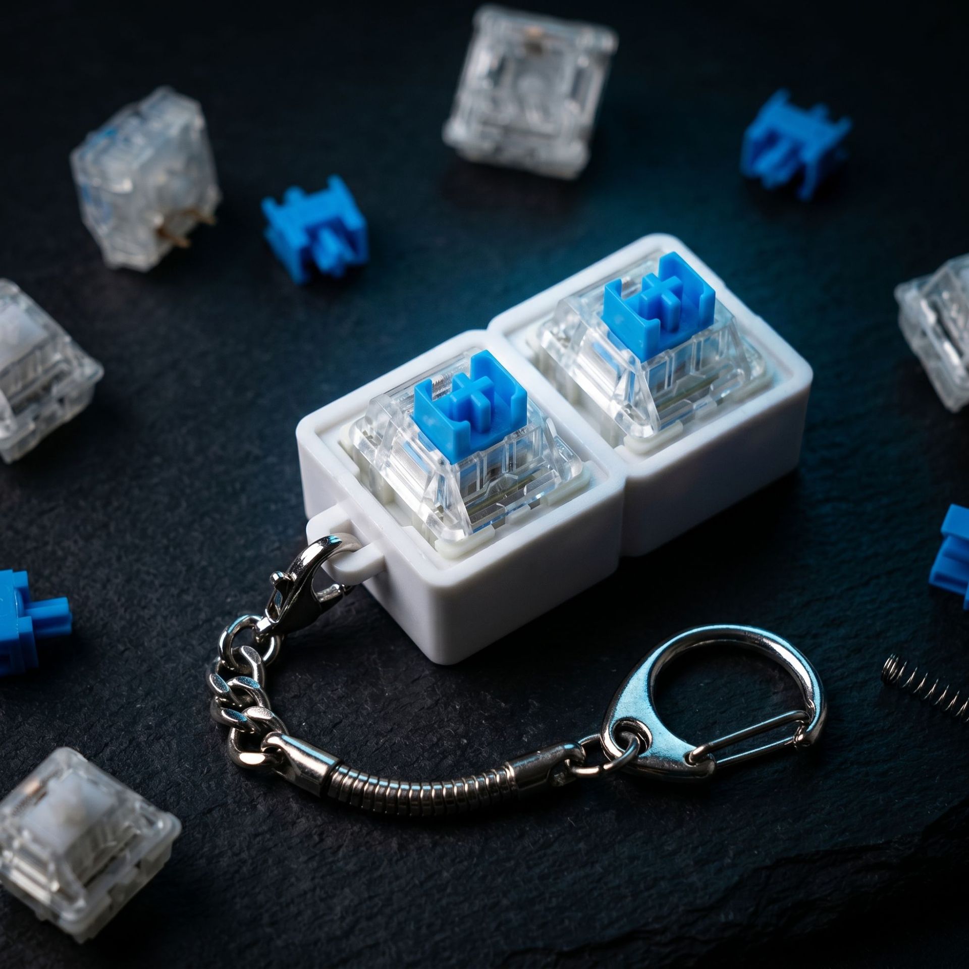 PC9键机械键盘减压按键指尖玩具解压钥匙扣试轴器LED灯透明底座