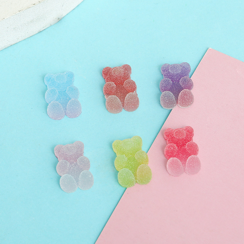 Nuevo gradiente luminoso resina esmerilado oso suave caramelo jalea DIY crema pegamento teléfono móvil Shell parche horquilla parche