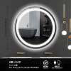 Gun gray border bathroom mirror LED light light light -free hole -free round hotel anti -fog touch screen wall hanging