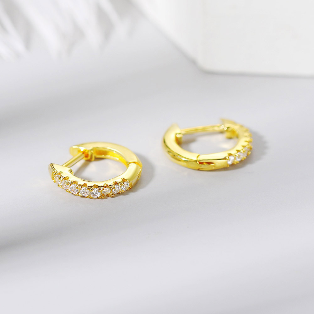 Hoop Earrings Classification 1 Pair Simple Style Circle Inlay Copper Zircon Hoop Earrings