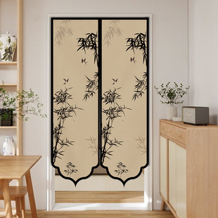 Chinese special-shaped door curtain imitation hemp slice new Chinese-style non-perforated partition curtain half living room a generation of hair