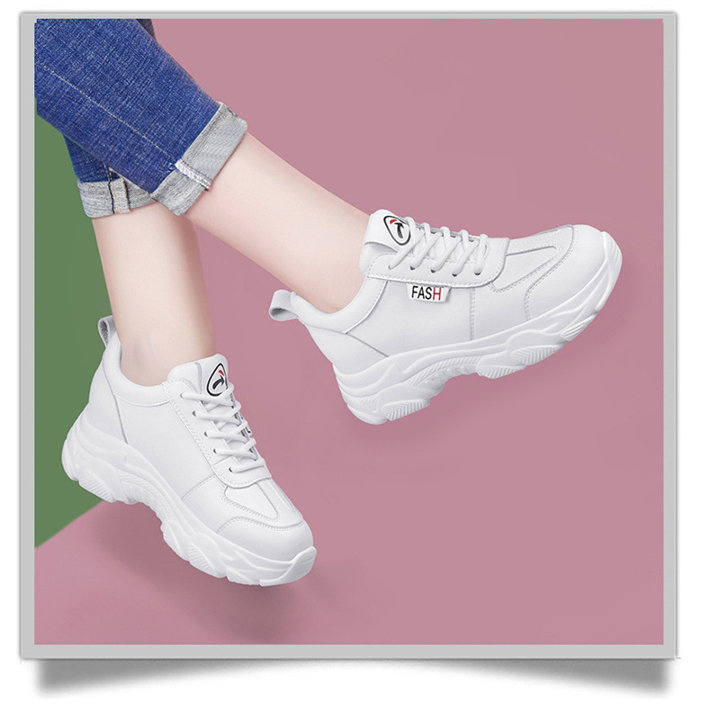 Giày sneaker chunky đế dày da thật nữ mới mùa xuân hè 2023 — DH 58316 mét xám (rỗng) mẫu mùa hè cao gót 5 cm, DH 58220 trắng xanh lá cây mẫu mùa hè cao gót 5 cm, DH 58302 trắng (mặt da) cao gót 5 cm, DH 58302 be xám (mặt da) cao gót 5 cm chi tiết 8
