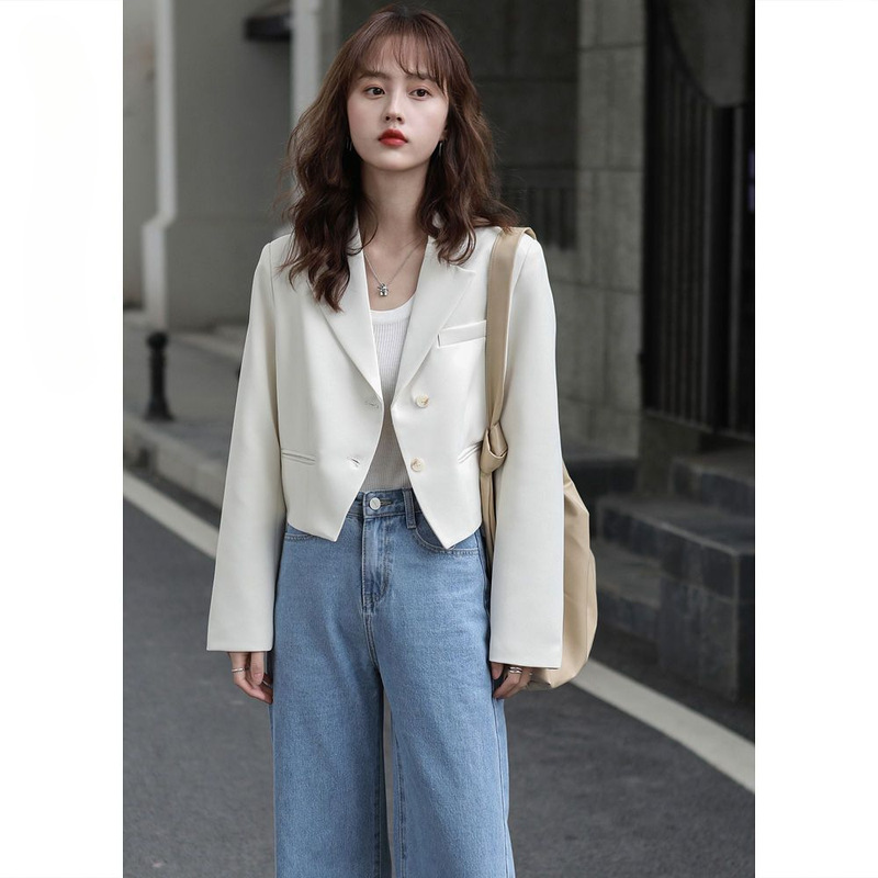 Blazer Women's 2025 Spring & Fall New Style Petite Elegant High-End Design Niche White Short Suit Trendy Blazer Women's 2025 Spring & Fall New Style Petite Elegant High-End Design Niche White Short Suit Trendy