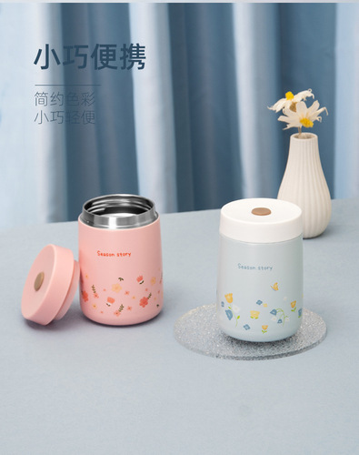 400ML Four Seasons Flower Language Vacuum Flask 304 Stainless Steel Insulated Cup Portable Vacuum Pot