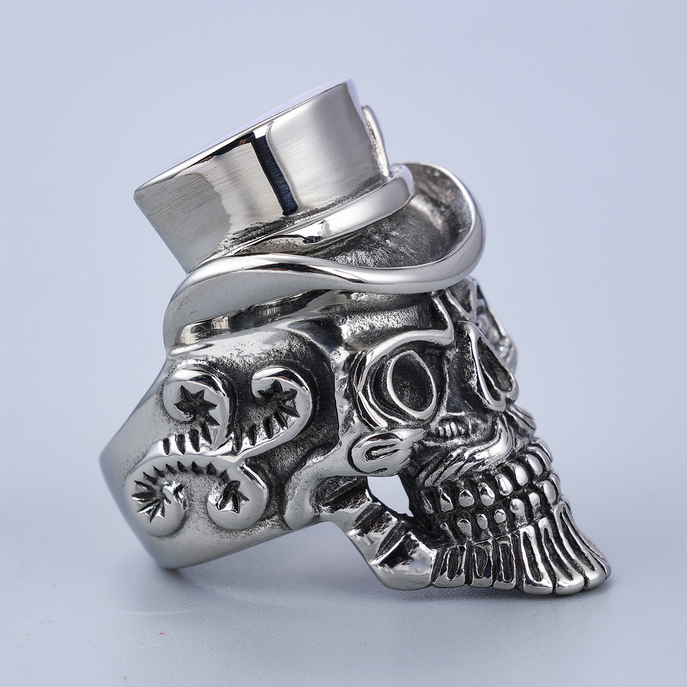 1 Piece Casual Skull Stainless Steel Plating Men's Rings display picture 3