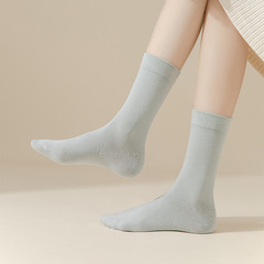 襪子女士純色系中筒襪日系甜美白色春秋薄款淺色系學院風長襪子女