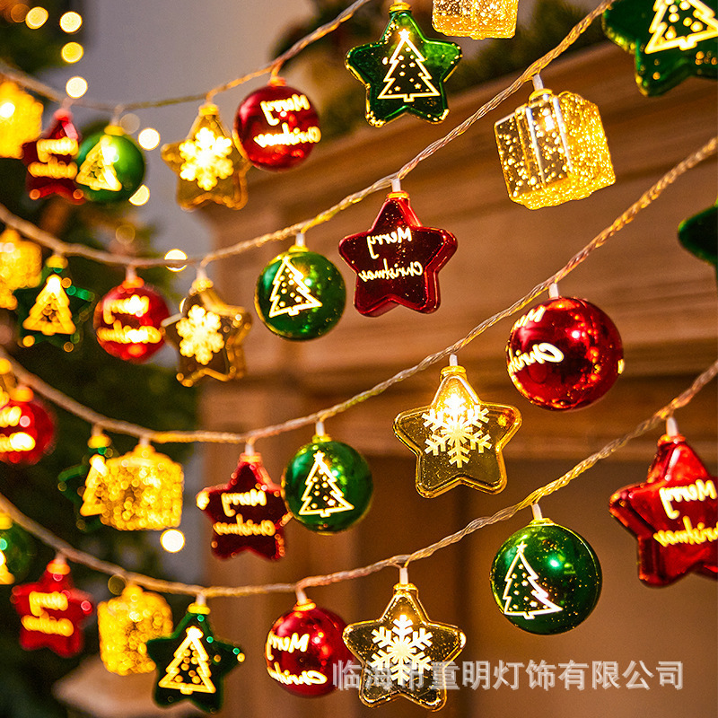 Transfronterizos LED de Navidad lámpara de estrella galvanizada colgante decoración de árbol de Navidad atmósfera impresión de lámpara de color