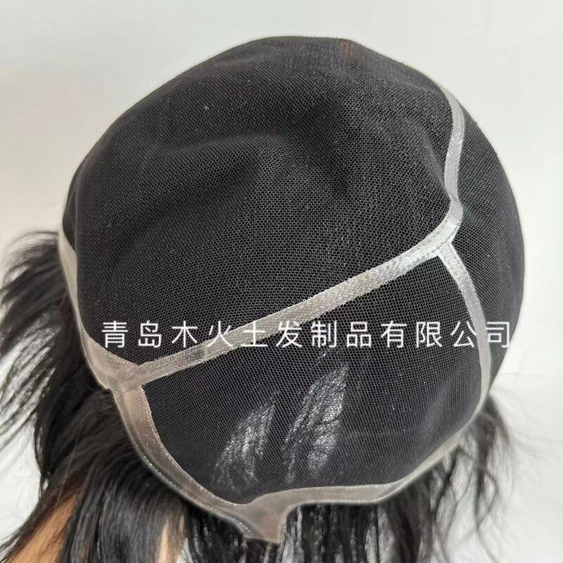 Fully Hand-Woven Human Hair for Men and Women, Adhesive Full Hair Cover, Black Nano Mesh Adhesive Full Head Cover, Customized Mold