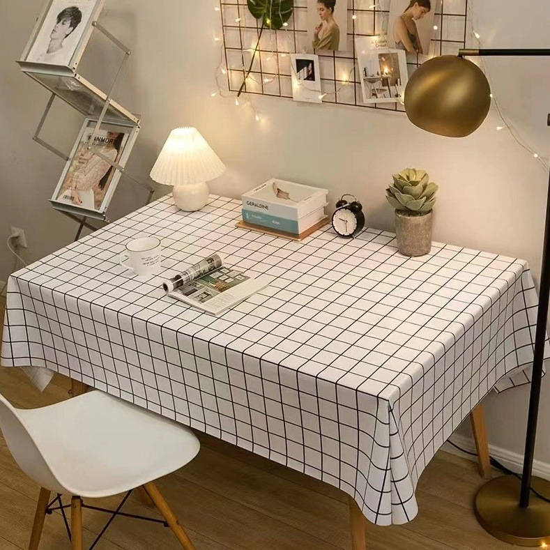 Factory direct sales: PEVA tablecloth, waterproof and oil-resistant, rectangular shape, with a light luxury and high-end aesthetic, perfect for student dorms and picnics Factory direct sales: PEVA tablecloth, waterproof and oil-resistant, rectangular shape, with a light luxury and high-end aesthetic, perfect for student dorms and picnics