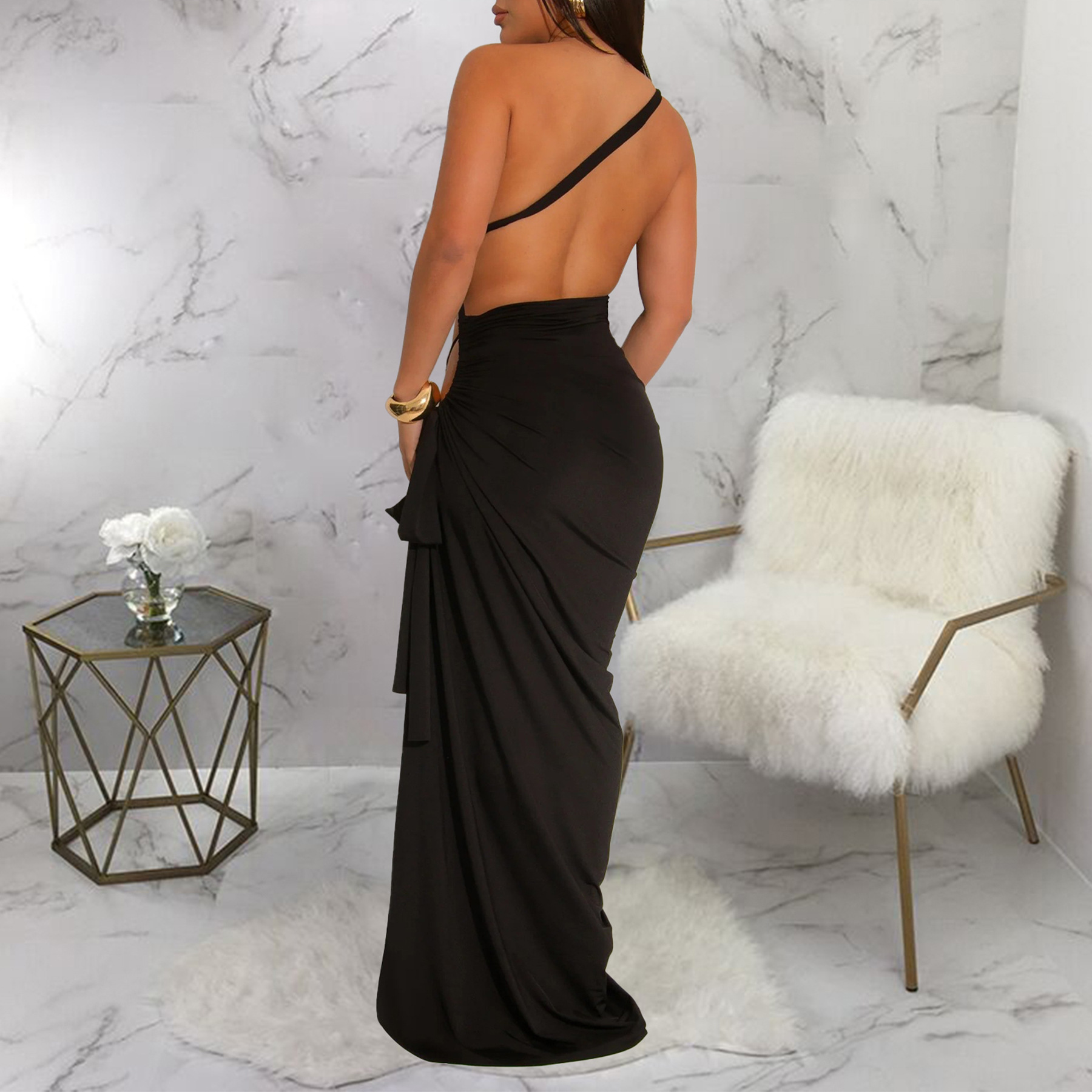 345g Weight Maxi Long Dress Dress Length Type Sleeveless Sleeve Length Sheath Dress Dresses Type Polyester Fabric Type High Waist Waist Line Banquet, Cocktail Party Occasion Strapless, Oblique collar Neckline Slim Fit Type Solid Color Pattern Summer Season Women's Gender Sexy, Streetwear Style Wholesale Women's Sexy Streetwear Solid Color Banquet Cocktail Party Strapless Oblique Collar Sleeveless Sheath Dress 7