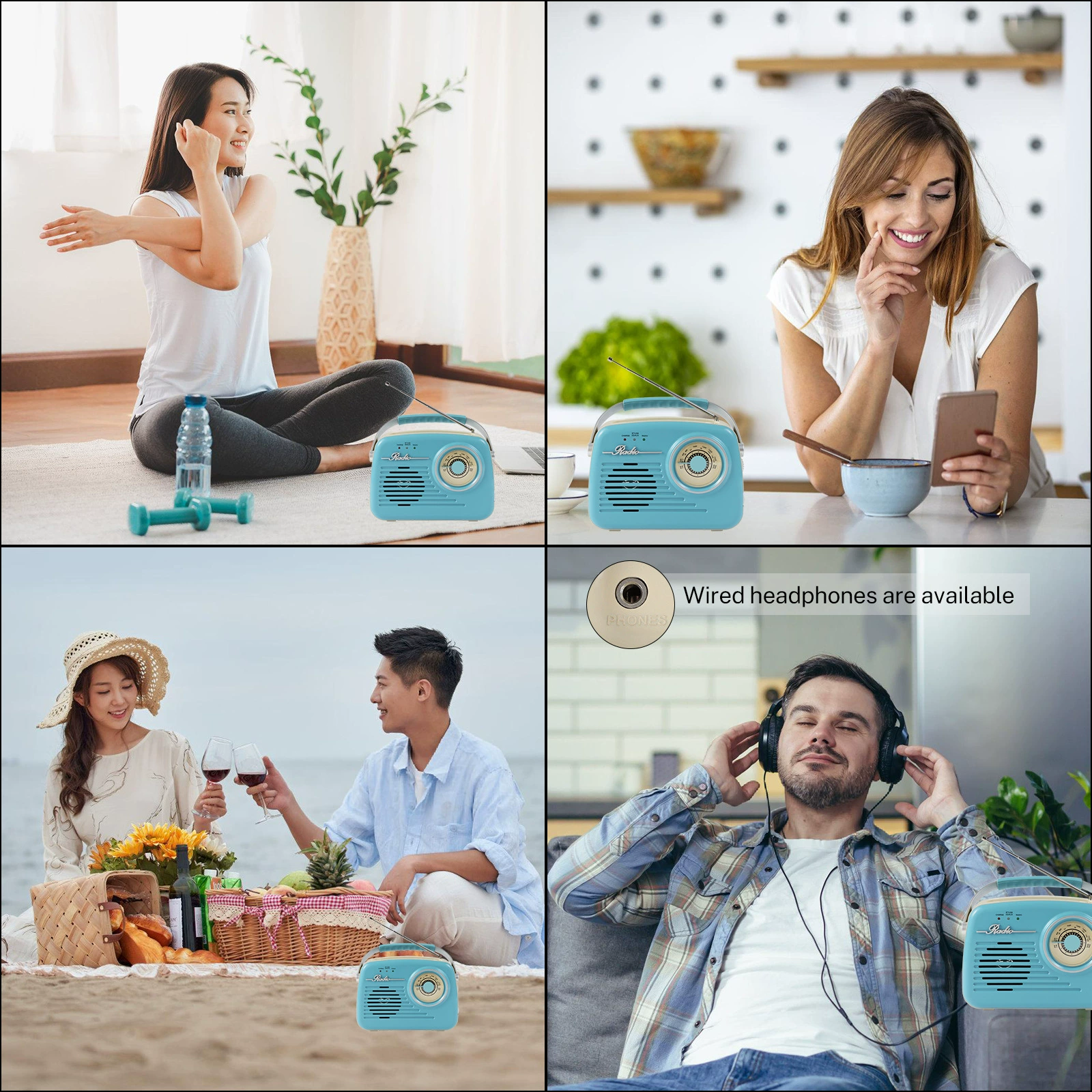 Ретро многофункциональное Bluetooth-радио с USB/DC