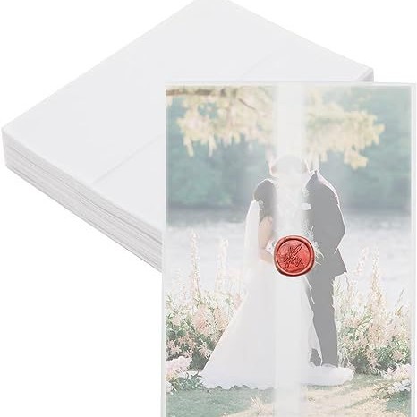 Sobre de papel de sulfato transparente en stock boda Amazon tarjeta de invitación transfronteriza Tarjeta de invitación de boda gracias tarjeta LOGO se puede agregar