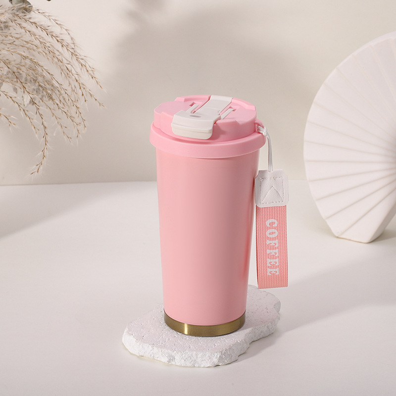 Lily of the Valley Coffee Cup 316 Stainless Steel Insulated Tumbler New Model Ceramic Inner Liner High-End Dual-Use Water Cup with Straw